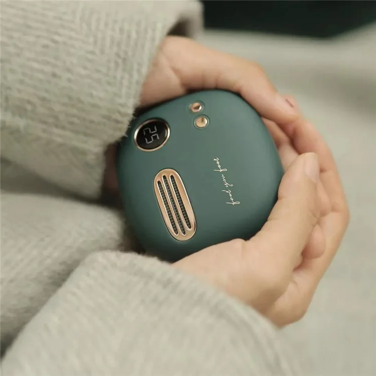 XIAOMIYOUPIN MAOXIN T-40 Digital Display 5000mAh Double-Sided Heating Hand Warmer Power Bank Portable Phone Charger for Winter Home Office - Green