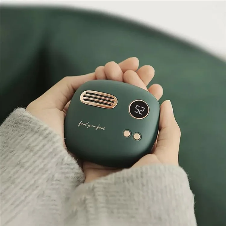 XIAOMIYOUPIN MAOXIN T-40 Digital Display 5000mAh Double-Sided Heating Hand Warmer Power Bank Portable Phone Charger for Winter Home Office - Green