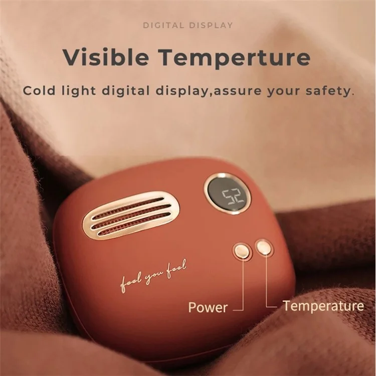 XIAOMIYOUPIN MAOXIN T-40 Digital Display 5000mAh Double-Sided Heating Hand Warmer Power Bank Portable Phone Charger for Winter Home Office - Green