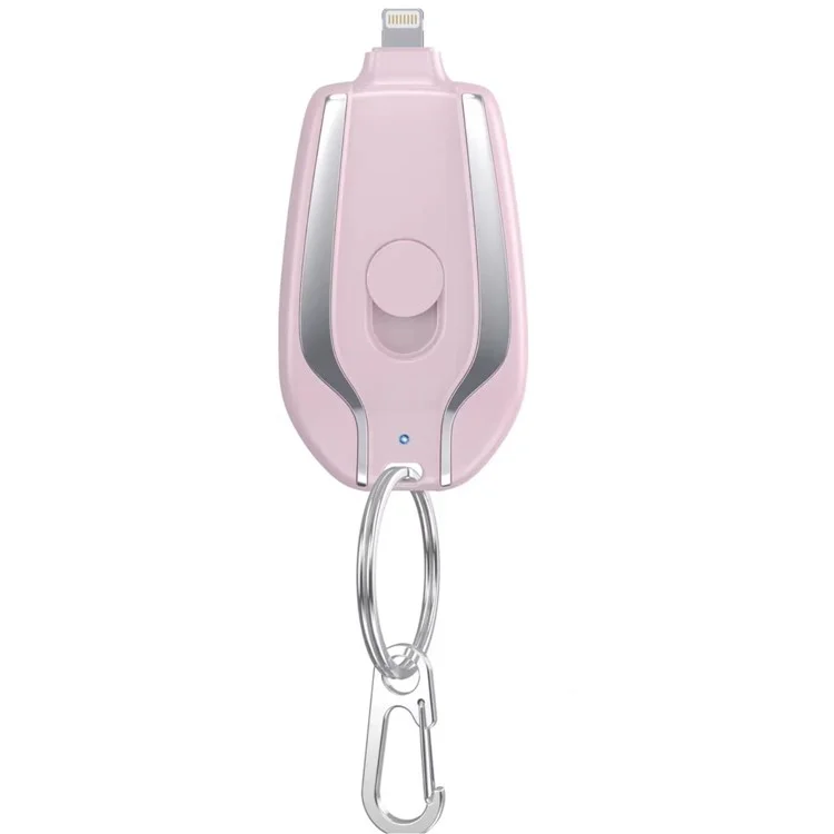 TS-822 Mini Size Keychain 1200mAh Phone Charger Portable Emergency Cellphone Charger Battery Pack Easy Charging Backup Power Bank - Pink / Lightning