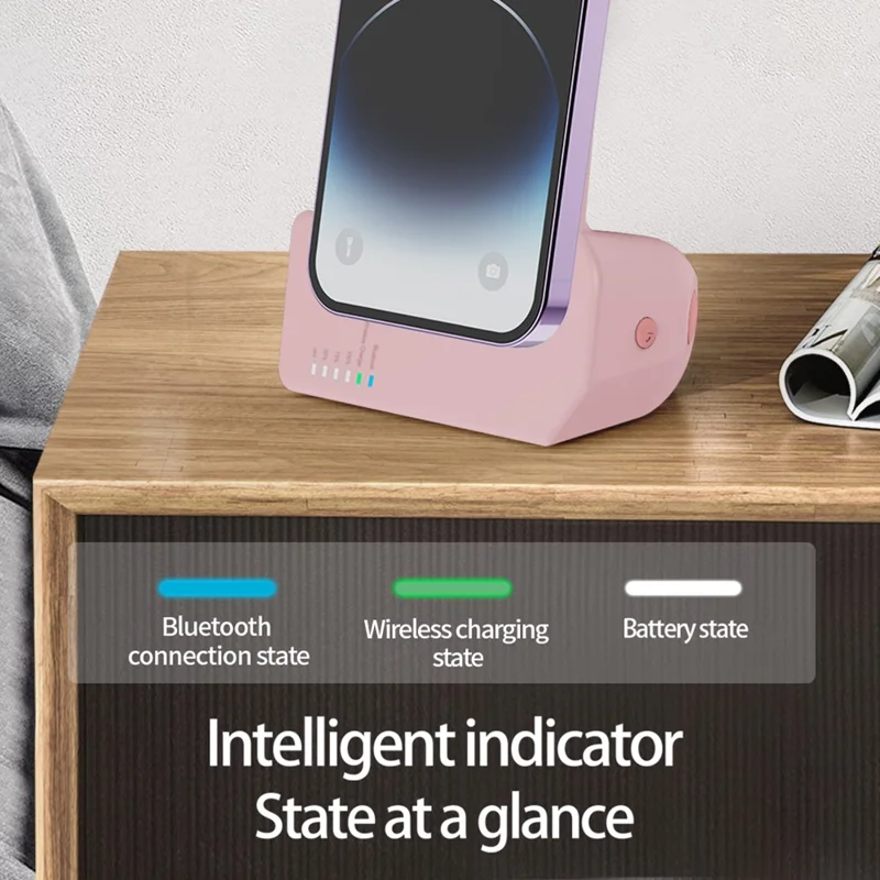 H22 Magnetic Power Bank Wireless Portable Charger 5000mAh External Battery Pack Support Bluetooth-compatible Shutter Photography Studio Selfie - Black