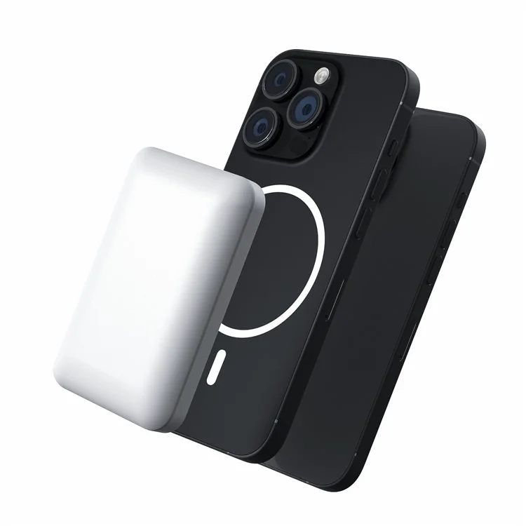 Q51 5000mAh Power Bank 15W Magnetic Wireless+Type-C Wired Charging Phone Tablet Charger External Battery Pack - White