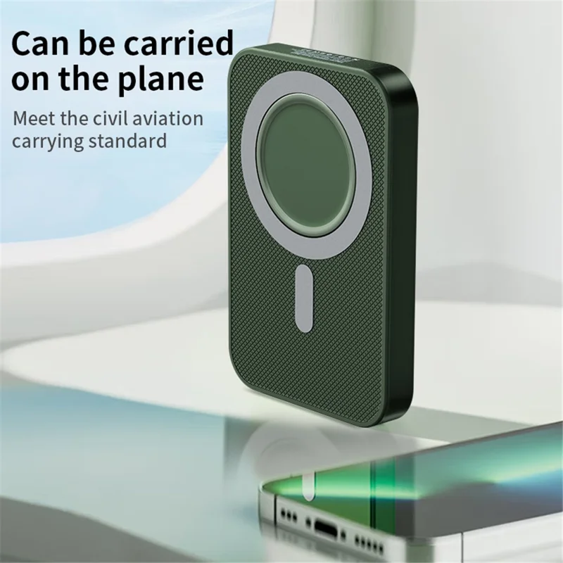 W10 10000mAh Magnetic Power Bank 15W Wireless Fast Charging PD 22.5W Portable External Battery Pack - Blue