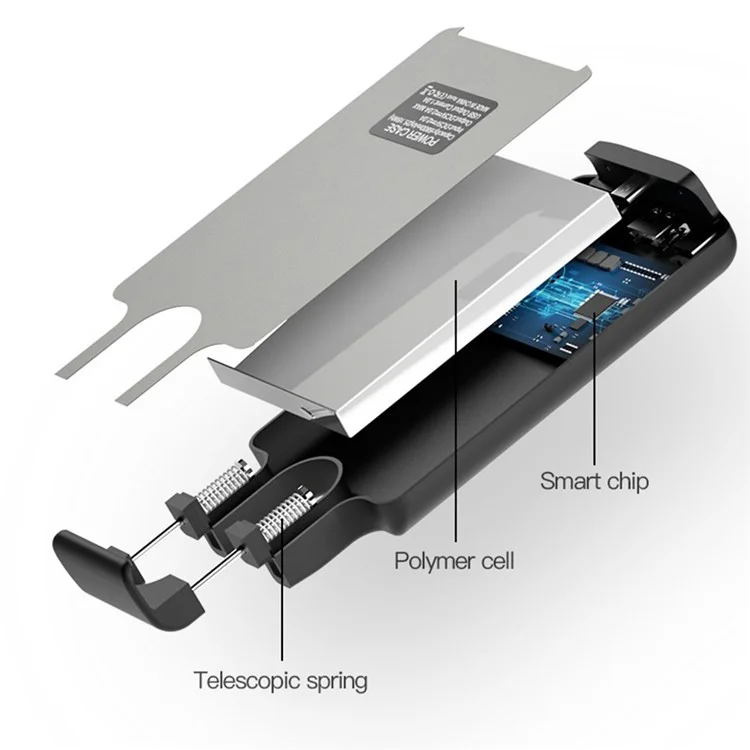 X8 6800mah Chone Charger Back Back Acter Actule Micro USB Portable Plower Bank Для 145-160 мм Телефона - Черный