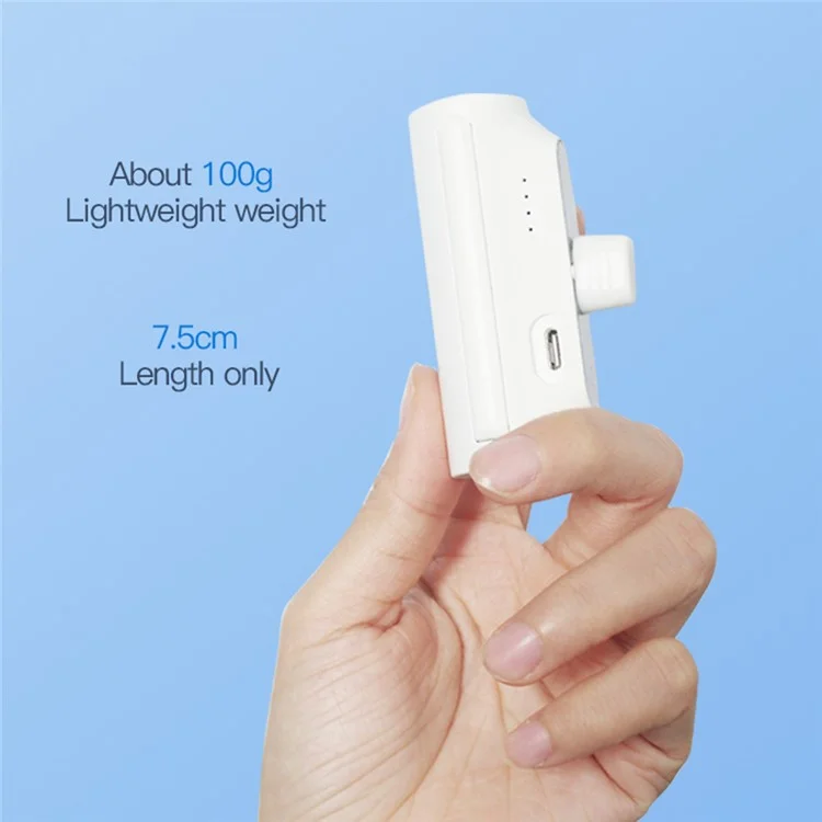 Batería Externa Portátil de 5000mAh con Soporte para Teléfono y Carga Rápida USB Tipo-C - Blanco