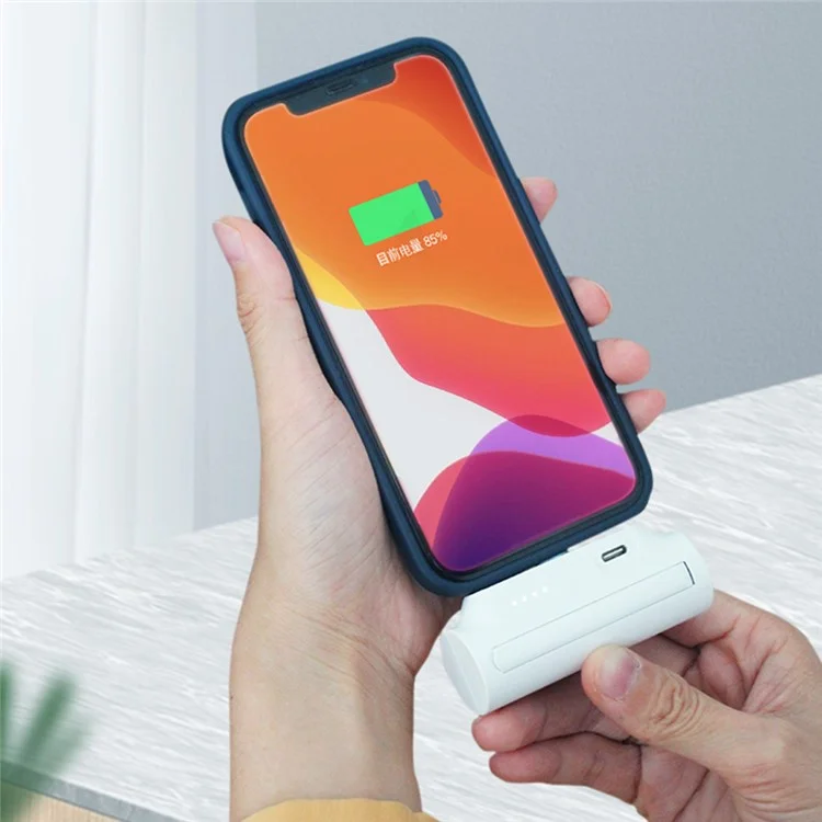 Batería Externa Portátil de 5000mAh con Soporte para Teléfono y Carga Rápida USB Tipo-C - Blanco