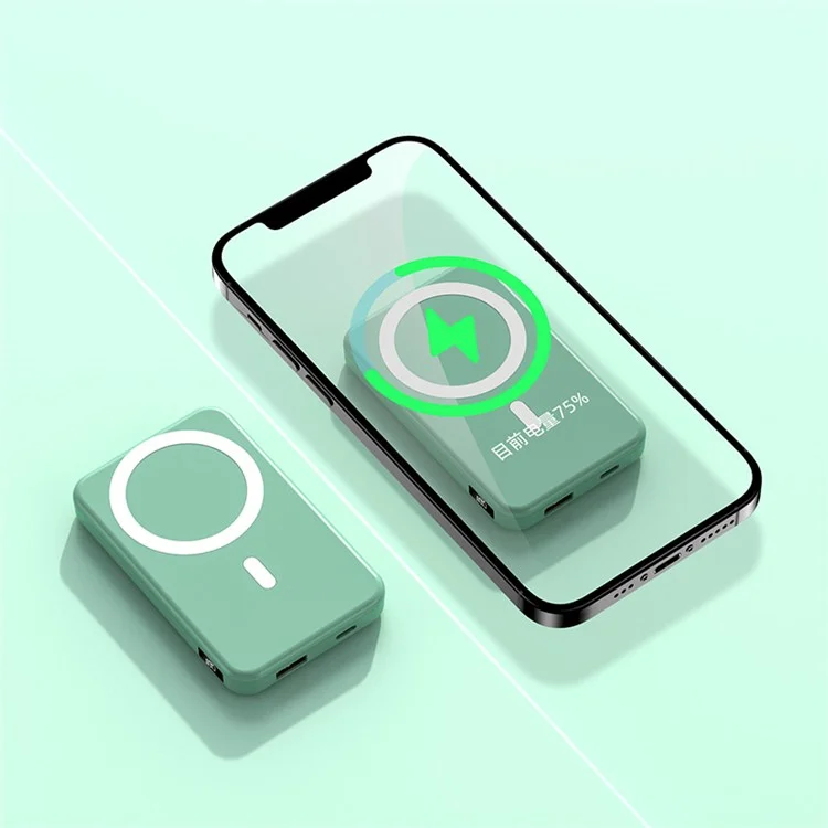 A27 Digital Display 10000mah Power Bank 15W Magnetic Wireless Ladegerät Externe Akku Für Iphone Samsung Huawei Und Mehr - Grün