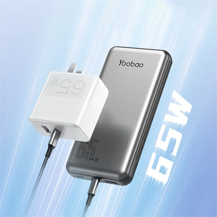 YOOBAO LC6-65W 20000mAh Portable Phone External Battery Power Bank Charger with Built-in Type-C / Lightning Cable