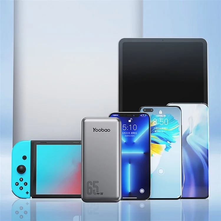 YOOBAO LC6-65W 20000mAh Portable Phone External Battery Power Bank Charger with Built-in Type-C / Lightning Cable