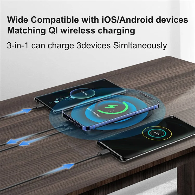 C1016W 15W Wireless Charger 10000mAh Power Bank PD 20W / QC 22.5W Portable Charger Cell Phone External Battery Pack with Indicator Lights - Black