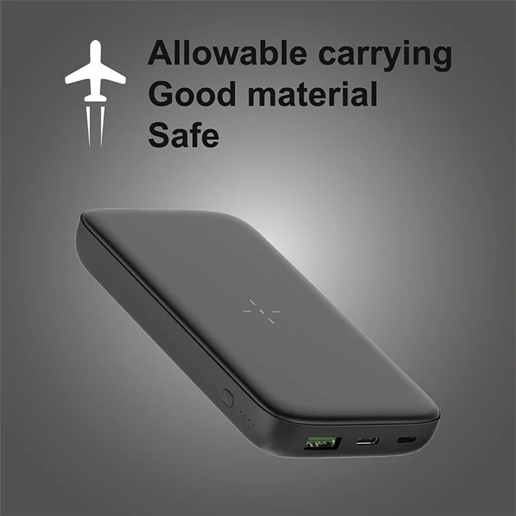 C1016W 15W Wireless Charger 10000mAh Power Bank PD 20W / QC 22.5W Portable Charger Cell Phone External Battery Pack with Indicator Lights - Black