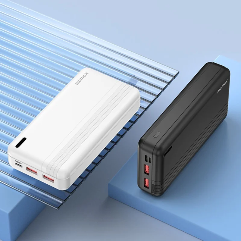 MOMAX IP78 iPower PD 20W Fast Charging Power Bank 20000mAh 3 USB Outputs Phone External Battery - White