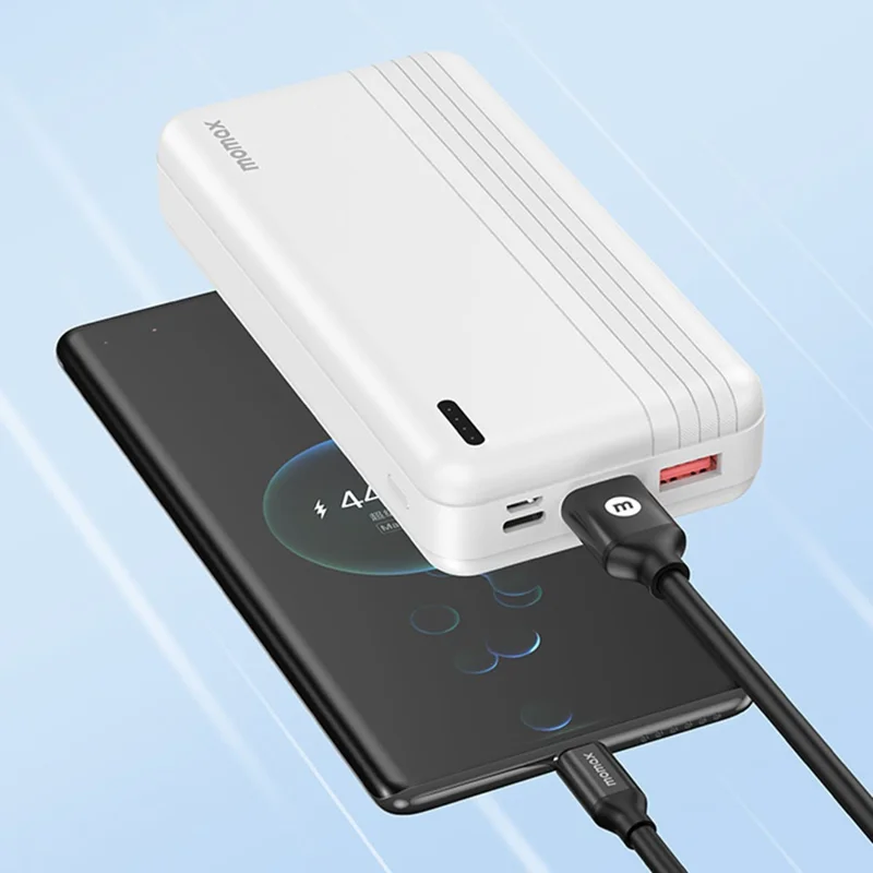 MOMAX IP78 iPower PD 20W Fast Charging Power Bank 20000mAh 3 USB Outputs Phone External Battery - White