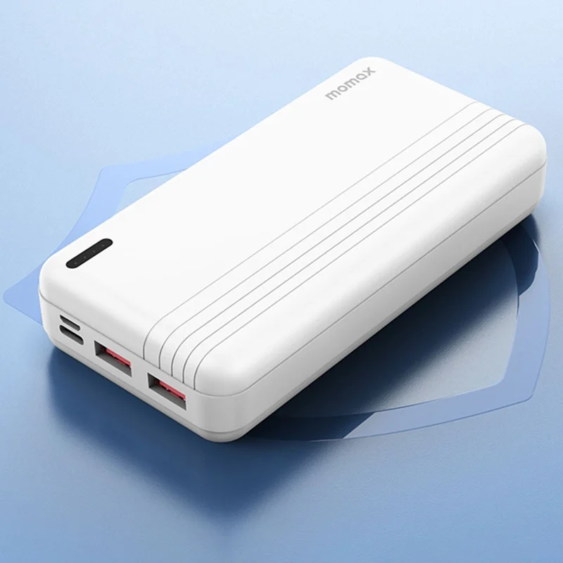MOMAX IP78 iPower PD 20W Fast Charging Power Bank 20000mAh 3 USB Outputs Phone External Battery - White