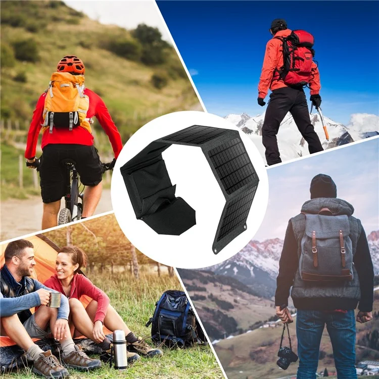 Pannello Solare Portatile Pieghevole da 30W con Doppia USB, Pannello Solare a 5 Pieghe per Ricarica Telefono Cellulare, Campeggio, Trekking