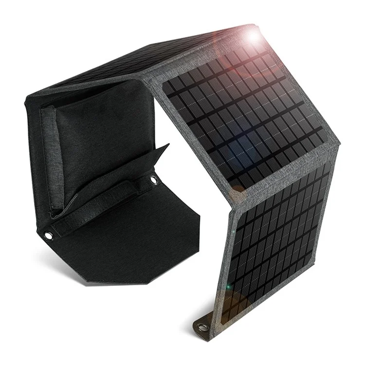 24W Dual USB faltbares Solarmodul, tragbares 4-fach gefaltetes Solarladegerät für Outdoor-Wandern, Camping