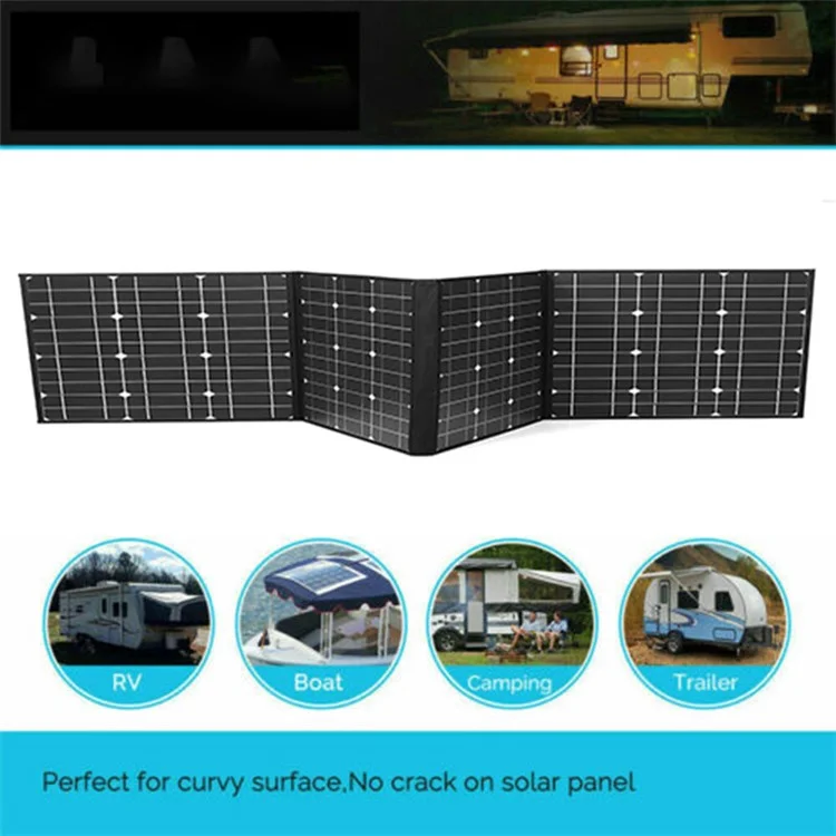 150W Cargo Rápido Kit de Panel Solar Plegable Camping al Aire Libre Módulo Monocristalino Portátil Portátil Cargador Solar Cargador