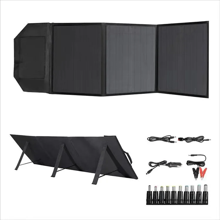 60W Outdoor Portable Solar Panel Fast Charging 3-Folding Monocrystalline Cell Solar Charger