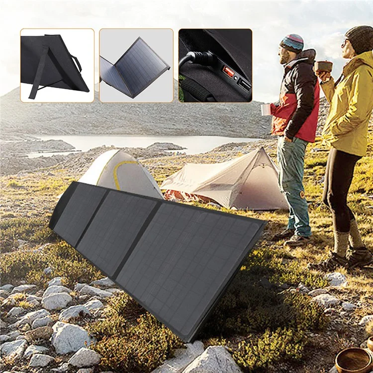 Panneau Solaire Portable 60W Outdoor Chargement Rapide du Chargeur Solaire à Cellules Monocristallines de 3 Pliants