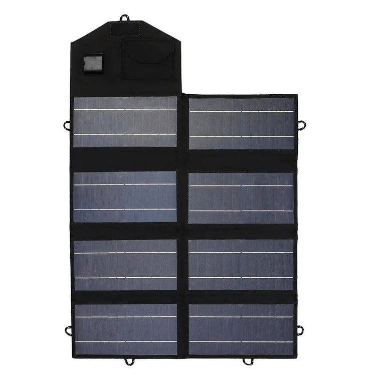 Panneau solaire monocristallin de 50 W Chargeur solaire portable et pliable pour téléphone mobile Banque d'alimentation pour le camping et la randonnée