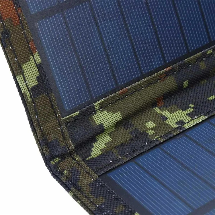 15W tragbares Outdoor-Solarladegerät, 5 faltbare Solarpaneele, USB-Handyladegerät, Power Bank - Camouflage