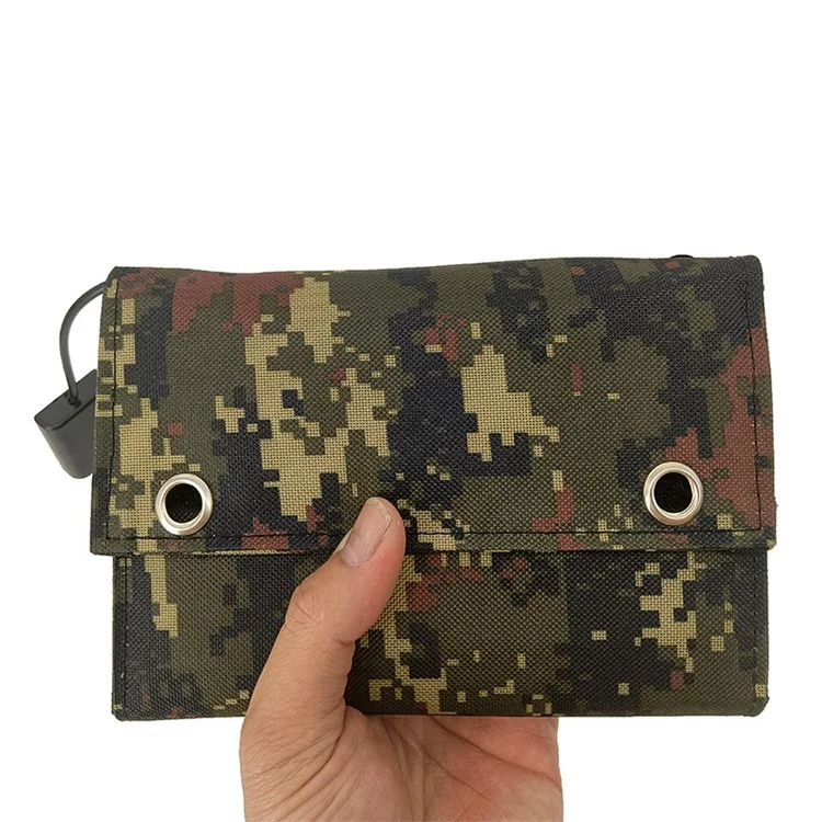 15W tragbares Outdoor-Solarladegerät, 5 faltbare Solarpaneele, USB-Handyladegerät, Power Bank - Camouflage