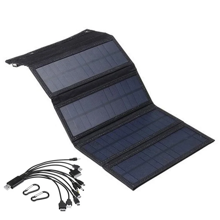 HY-IP077AB 10W Chargeur Solaire Pliable Panneau Solaire Portable Pour la Randonnée en Camping en Plein Air - Noir