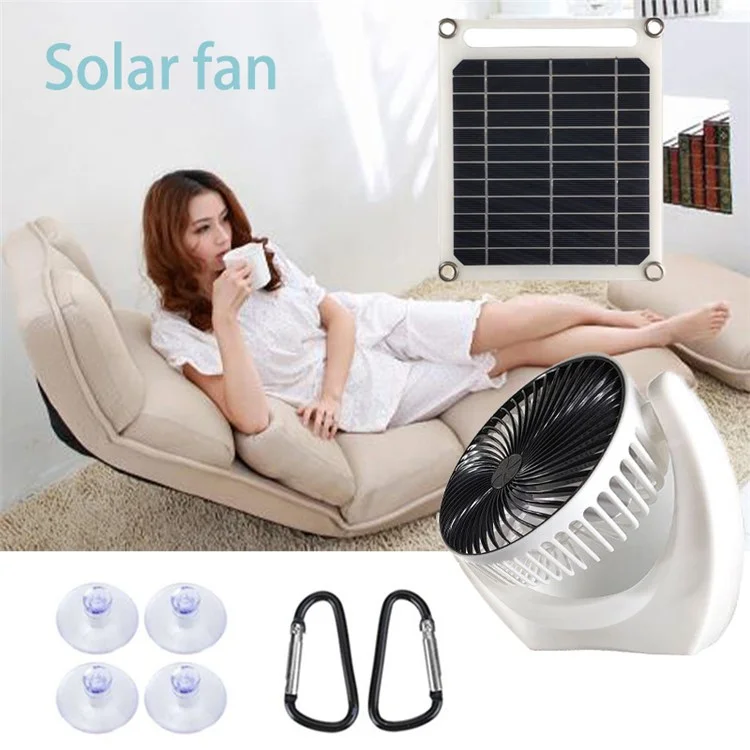 6W Solar Panel with Ventilation Fan Portable Solar Charger Phone Power Bank