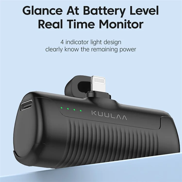 KUULAA KL-YD47 4500mAh Pocket Power Bank Универсальное зарядное устройство с портом Lightning - черный