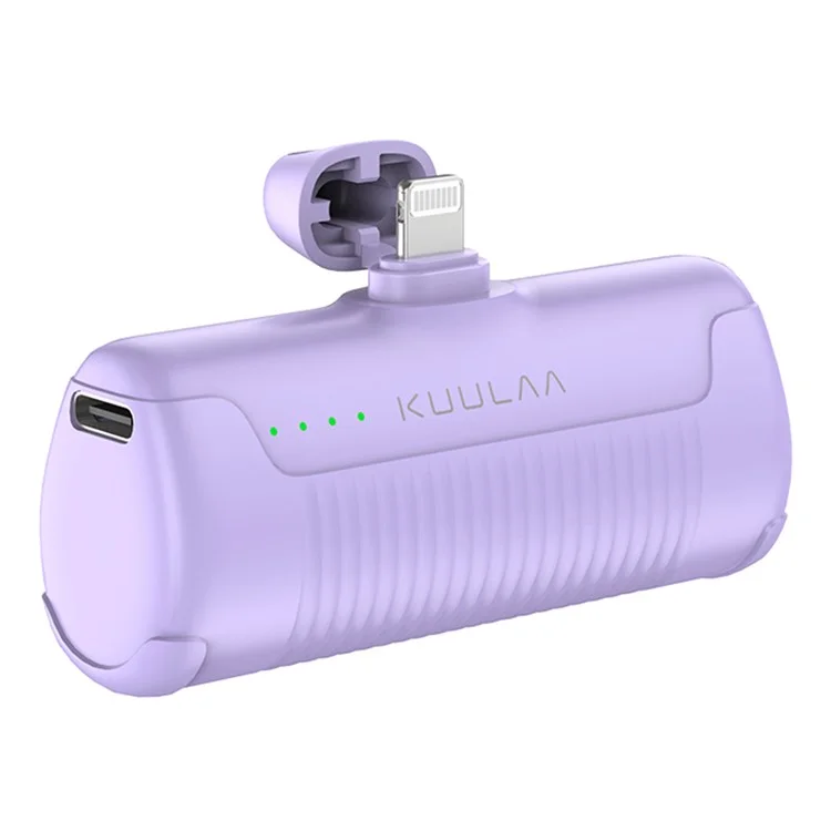 KUULAA KL-YD47 4500mAh Pocket Power Bank Emergency Phone Charger External Battery with Lightning Port - Purple