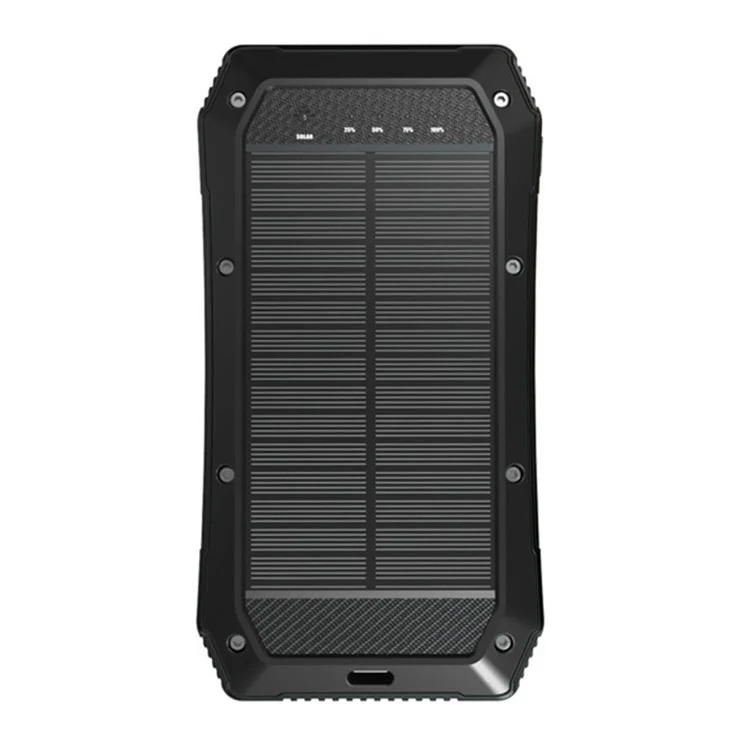 Bateria Externa Solar ES980S de 20000mAh, Carregador Portátil de Telefone de 18W - Preto