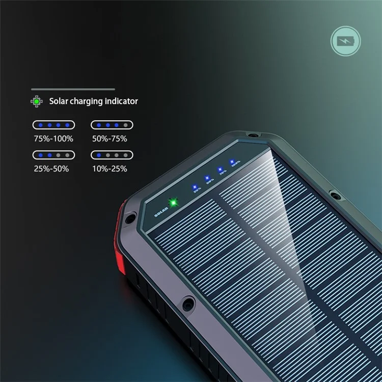 ES980S 20000mAh Caricabatterie Solare Portatile 18W Caricatore per Cellulare Batteria Esterna - Arancione