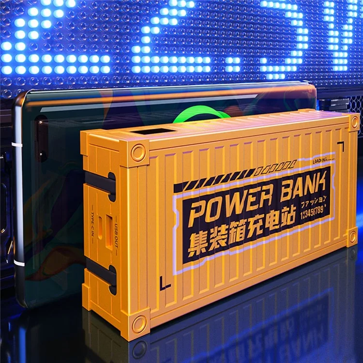 WEKOME WP-339 Container Series 10000mAh Phone Power Bank 22.5W External Battery Pack with Built-in Type-C / Lightning Cable - Yellow