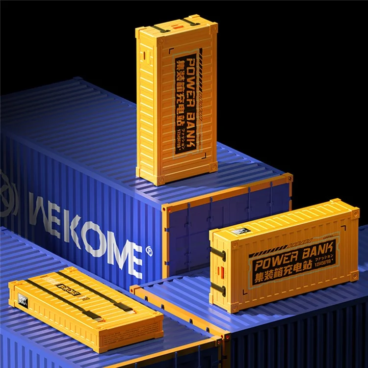 WEKOME WP-339 Container Series 10000mAh Phone Power Bank 22.5W External Battery Pack with Built-in Type-C / Lightning Cable - Yellow