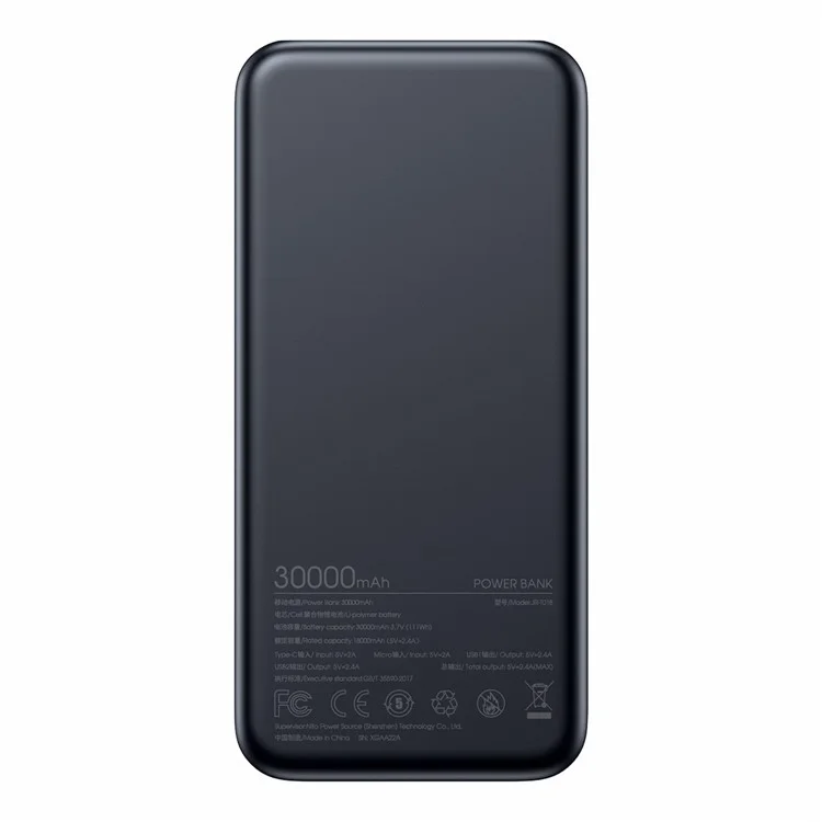 Joyroom Jr-t018 12W Schnelle Lade-power Bank 30000mah Tragbarer Telefonladegerät Externer Akku - Schwarz