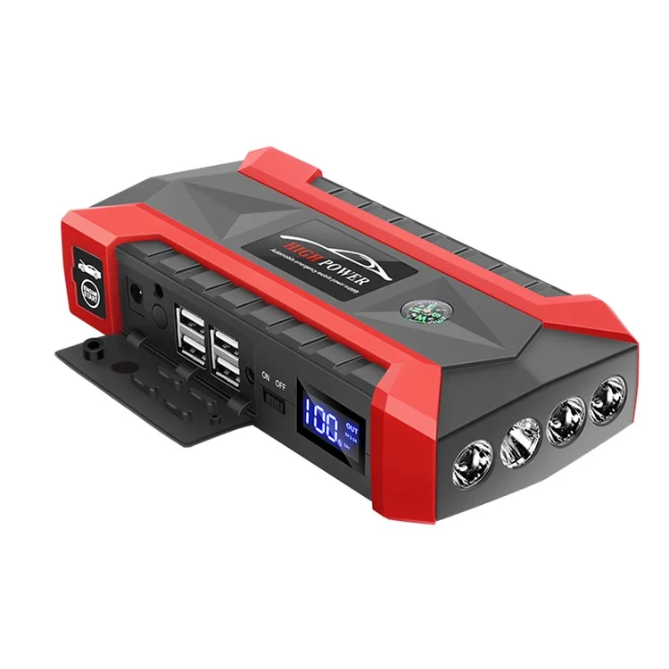Arrancador de Carro ABS 12V 89800mAh Starter de Emergência do Carro 4 Oferecem Alimentação USB com Luz para Veículos a Gasolina / Diesel - Tomada EUA