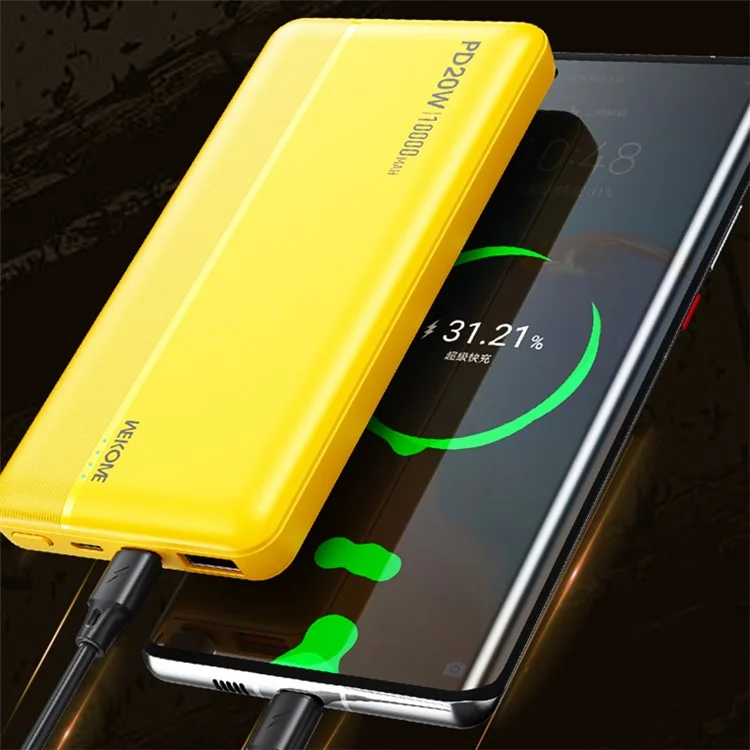 WEKOME WP-03 PD 20W Carregem Rápido de Power Power 10000mah Carregador de Tolo Portable - Amarelo