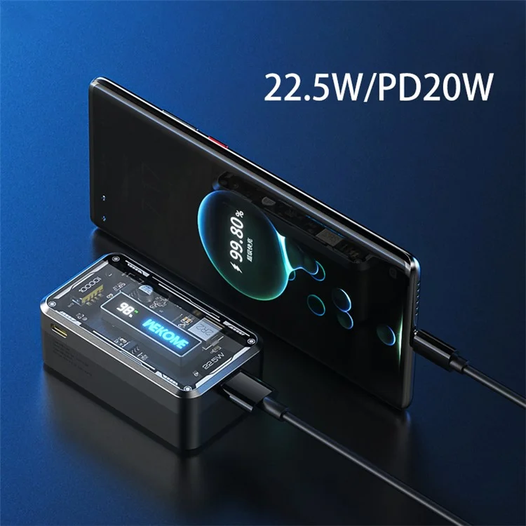 WEKOME WP-395 Vanguard Series 22.5W Super Fast Phone Charger 10000mAh Power Bank avec affichage numérique LED