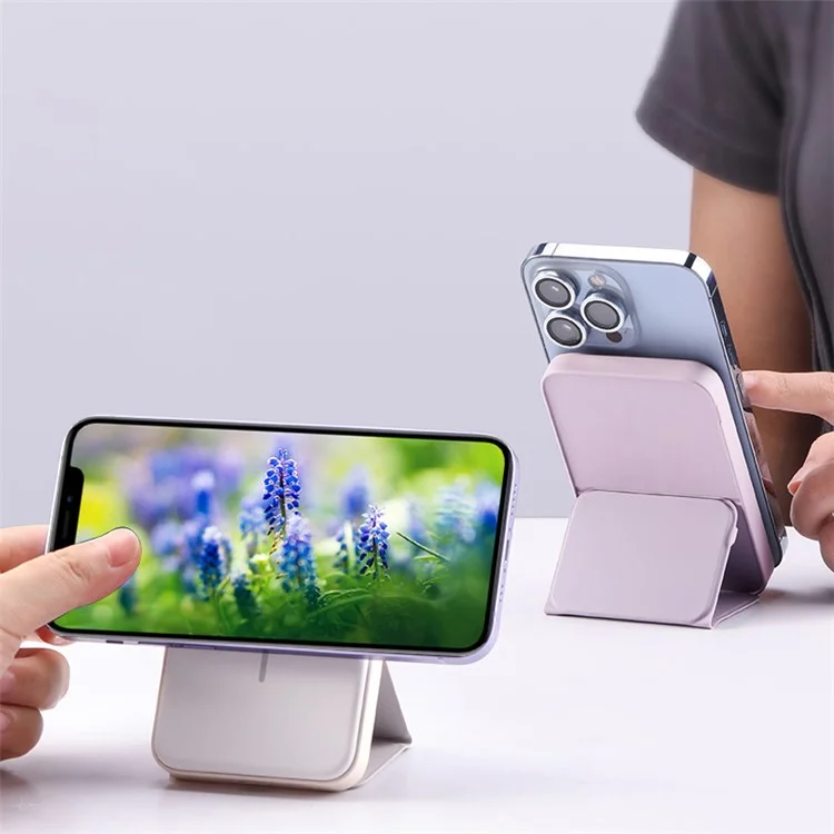 ROCK P83 Magnetic Power Bank 5000mAh Wireless Phone Charger External Battery Pack with Kickstand - White