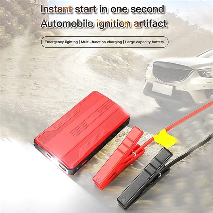 Автомобильное аварийное пусковое устройство R23 6000mAh Power Bank внешний аккумулятор портативное зарядное устройство для телефона с LED-подсветкой - черный