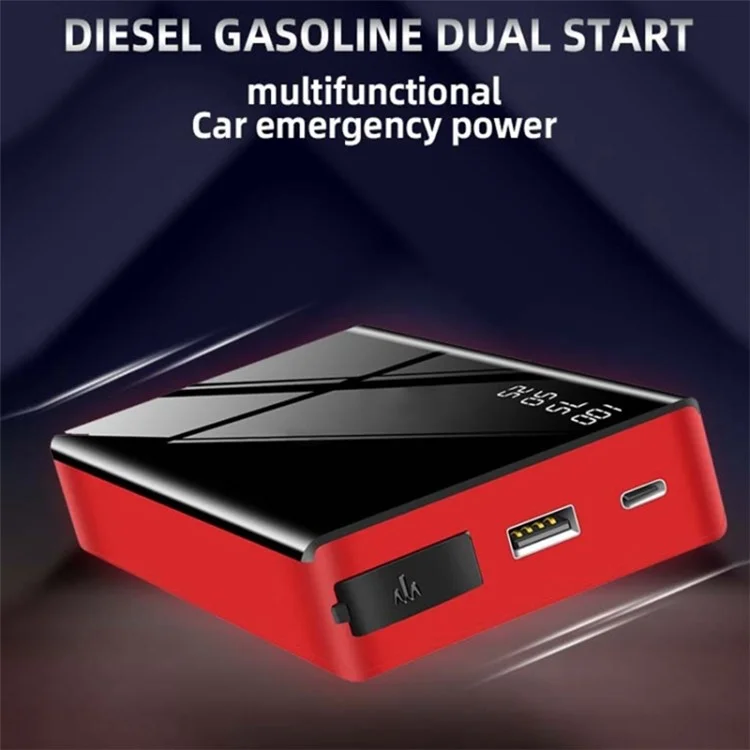 R21 20000mAh автомобильный аварийный стартер, портативное зарядное устройство для сотовых телефонов и аккумулятор с внешней батареей и светодиодным фонарем - черный