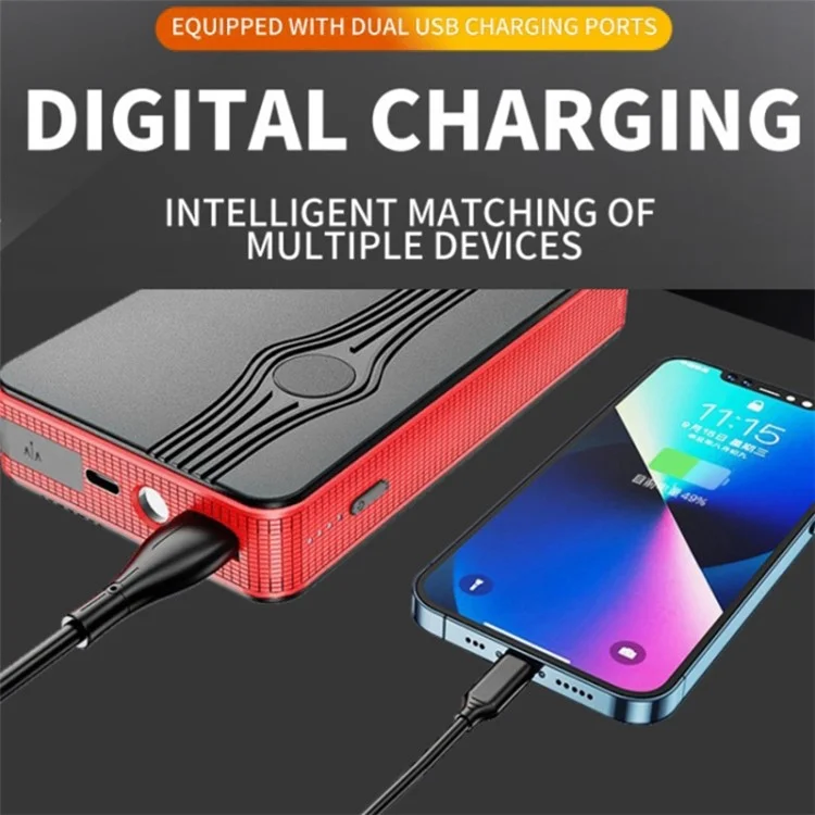 KE-4 5V / 2A Автомобильный аварийный стартер 6000 мАч Power Bank с LED-светом, внешний аккумулятор для мобильных телефонов