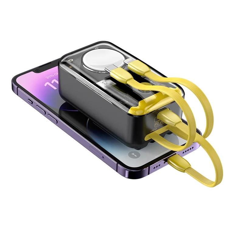 ZHX-PB22 4-in-1 Cyberpunk 10000mAh Power Bank 22.5W Carga de Pantalla Digital de Carga Rápida Cargador de Teléfono Para Iphone Xiaomi Apple Watch