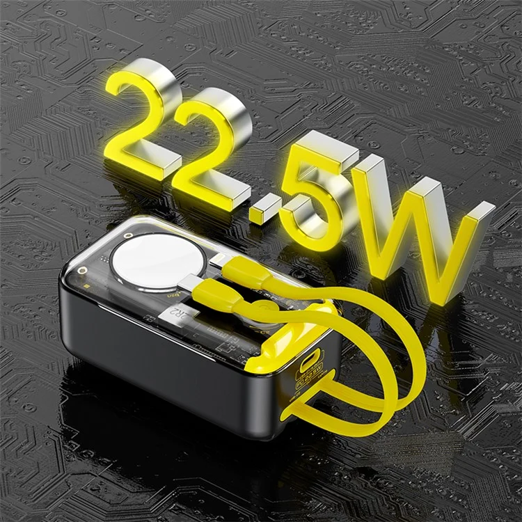 ZHX-PB22 4-in-1 CyberPunk 10000mAh Power Bank 22.5W Fast Charging Digital Display Phone Charger for iPhone Xiaomi Apple Watch