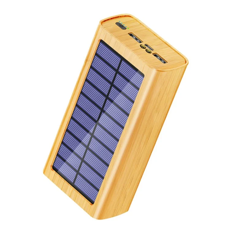 M9-M3 Caricabatterie Solare Portatile con Display Digitale e Texture in Legno, Caricatore Portatile per Cellulari 30000mAh