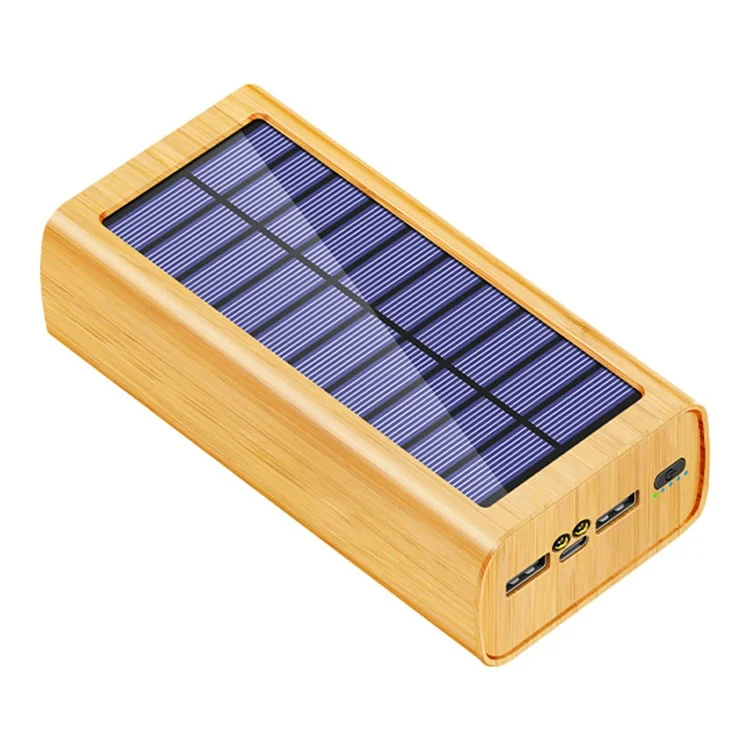 M9-M3 Caricabatterie Solare Portatile con Display Digitale e Texture in Legno, Caricatore Portatile per Cellulari 30000mAh