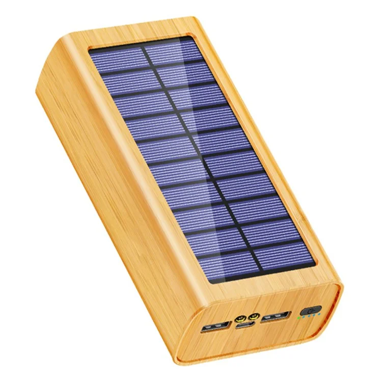 M9-M3 Caricabatterie Solare Portatile con Display Digitale e Texture in Legno, Caricatore Portatile per Cellulari 30000mAh