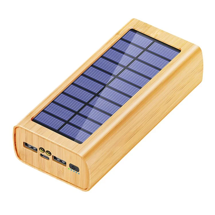 M9-M3 Caricabatterie Solare Portatile con Display Digitale e Texture in Legno, Caricatore Portatile per Cellulari 30000mAh
