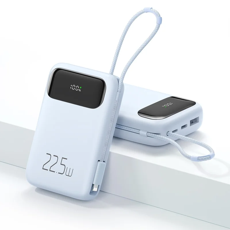 MCDODO MC-325 PD 22.5W Power Bank with iP Cable, 10000mAh Phone Battery Pack Portable Charger - Blue