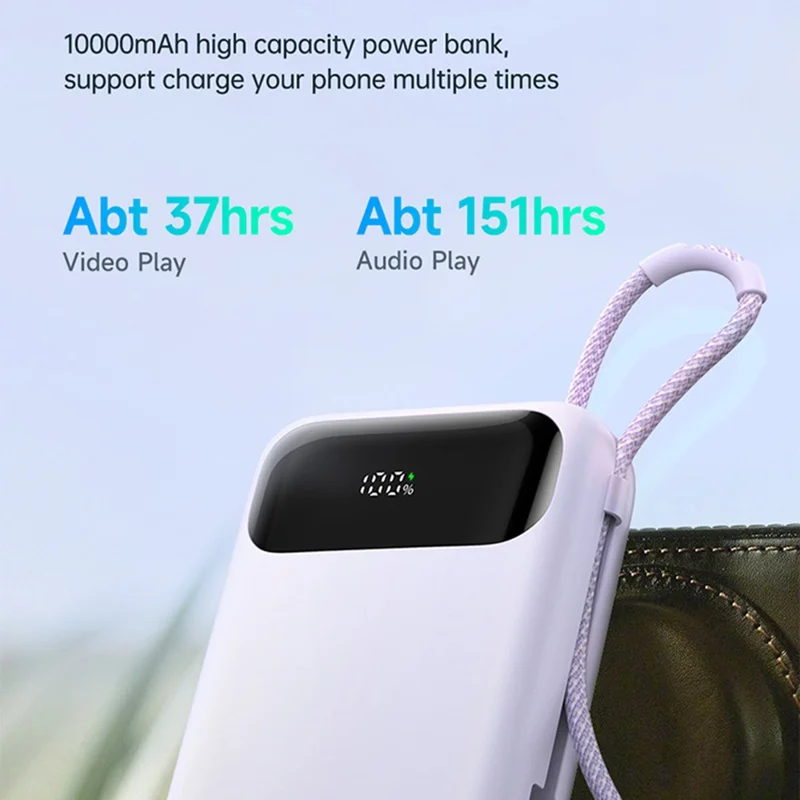 MCDODO MC-325 PD 22.5W Power Bank with iP Cable, 10000mAh Phone Battery Pack Portable Charger - Blue